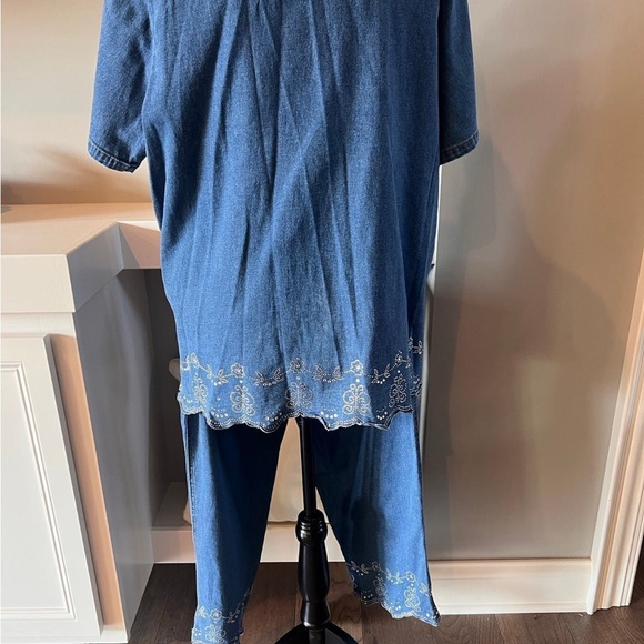 Vintage women’s 2pc denim jeans Quacker Factory embellished - Picture 2 of 8